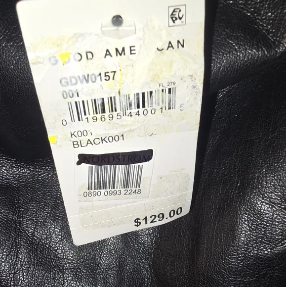 Faux Leather Good American strapless dress size 0 NWT - Picture 8 of 9